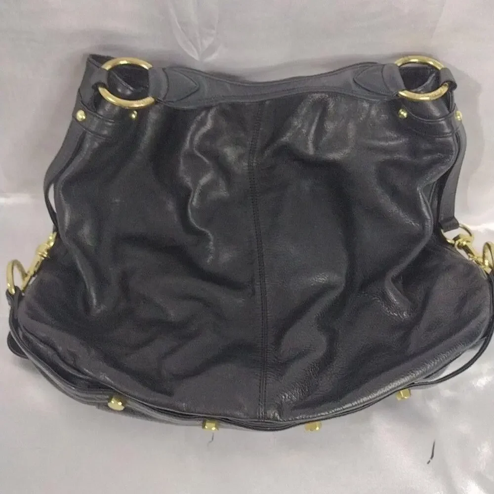 Rebecca Minkoff Hobo Bag Womens Large Black Leather Studded Gold Shoulder Purse